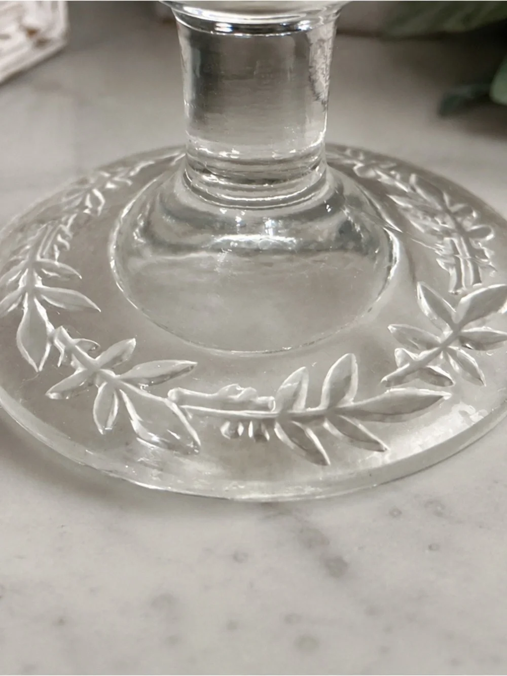 Vintage Etched Glass Footed Vase Compote Floral Rose Square Bowl 4”